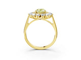 Yellow gold Fancy Yellow Oval Cut Halo Cluster Diamond Ring with Pave Band and Four-Prong Setting_15