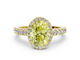 Yellow gold Fancy Yellow Oval  Cut Halo Diamond Engagement Ring with Pave Band and Four-Prong Setting_28