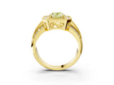Yellow gold Fancy Yellow Oval Cut Halo Diamond Engagement Ring with Pave Split Shank and Four-Prong Setting_15