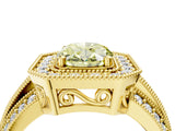 Yellow gold Fancy Yellow Oval Cut Halo Diamond Engagement Ring with Pave Split Shank and Four-Prong Setting_16