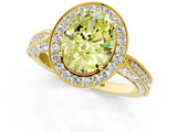 Yellow gold Fancy Yellow Oval Cut Halo Diamond Engagement Ring with Split Shank Band and Four-Prong Setting_1
