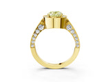 Yellow gold Fancy Yellow Oval Cut Halo Diamond Engagement Ring with Split Shank Band and Four-Prong Setting_3