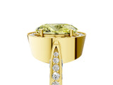 Yellow gold Fancy Yellow Oval Cut Halo Diamond Engagement Ring with Split Shank Band and Four-Prong Setting_5