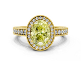 Yellow gold Fancy Yellow Oval  Cut Halo Diamond Pave Band Ring with Four-Prong Setting_44