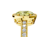 Yellow gold Fancy Yellow Oval  Cut Halo Diamond Pave Band Ring with Four-Prong Setting_49
