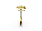 Yellow gold Fancy Yellow Oval  Cut Halo Diamond Pave Band with Four-Prong Setting_39