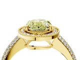 Yellow gold Fancy Yellow Oval  Cut Halo Diamond Pave Band with Four-Prong Setting_41