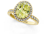 Yellow gold Fancy Yellow Oval Cut Halo Diamond Pave Band with Prong Setting_1