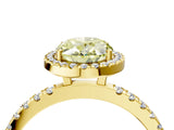 Yellow gold Fancy Yellow Oval Cut Halo Diamond Pave Band with Prong Setting_4