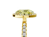 Yellow gold Fancy Yellow Oval Cut Halo Diamond Pave Band with Prong Setting_5