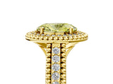 Yellow gold Fancy Yellow Oval Cut Halo Diamond Ring with Beaded Split Shank and Four-Prong Setting_5