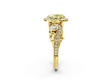 Yellow gold Fancy Yellow Oval Cut Halo Diamond Ring with Milgrain and Bezel Accents on a Split Shank Band_15