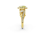 Yellow gold Fancy Yellow Oval Cut Halo Diamond Ring with Milgrain and Bezel Accents on a Split Shank Band_26