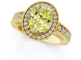Yellow gold Fancy Yellow Oval  Cut Halo Diamond Ring with Pavé Band and Four-Prong Setting_69