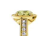 Yellow gold Fancy Yellow Oval  Cut Halo Diamond Ring with Pavé Band and Four-Prong Setting_73