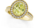 Yellow gold Fancy Yellow Oval  Cut Halo Diamond Ring with Pavé Band and Milgrain Prong Setting_33