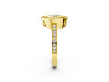 Yellow gold Fancy Yellow Oval  Cut Halo Diamond Ring with Pavé Band and Milgrain Prong Setting_34