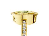 Yellow gold Fancy Yellow Oval  Cut Halo Diamond Ring with Pavé Band and Milgrain Prong Setting_37