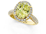 Yellow gold Fancy Yellow Oval Cut Halo Diamond Ring with Pavé Band_1