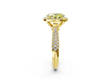 Yellow gold Fancy Yellow Oval Cut Halo Diamond Ring with Pavé Band_2