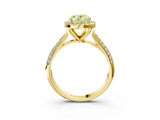 Yellow gold Fancy Yellow Oval Cut Halo Diamond Ring with Pavé Band_3
