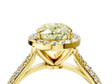 Yellow gold Fancy Yellow Oval Cut Halo Diamond Ring with Pavé Band_4