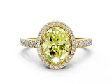 Yellow gold Fancy Yellow Oval  Cut Halo Diamond Ring with Pave Band and Four-Prong Setting_24