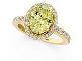 Yellow gold Fancy Yellow Oval  Cut Halo Diamond Ring with Pave Band and Four-Prong Setting_25