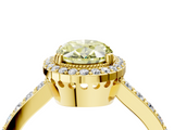 Yellow gold Fancy Yellow Oval  Cut Halo Diamond Ring with Pave Band and Four-Prong Setting_28