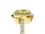Yellow gold Fancy Yellow Oval  Cut Halo Diamond Ring with Pave Band and Four-Prong Setting_29