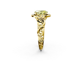 Yellow gold Fancy Yellow Oval  Cut Halo Diamond Ring with Scrollwork Band and Four-Prong Setting_135