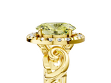 Yellow gold Fancy Yellow Oval  Cut Halo Diamond Ring with Scrollwork Band and Four-Prong Setting_138