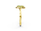 Yellow gold Fancy Yellow Oval Cut Halo Diamond Ring with Solitaire Band and Prong Setting_2