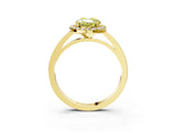 Yellow gold Fancy Yellow Oval Cut Halo Diamond Ring with Solitaire Band and Prong Setting_3