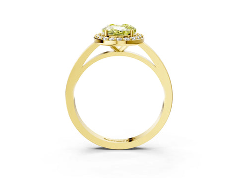 Yellow gold Fancy Yellow Oval Cut Halo Diamond Ring with Solitaire Band and Prong Setting_3