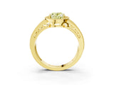 Yellow gold Fancy Yellow Oval Cut Halo Diamond Split Shank Ring with Prong Setting_3