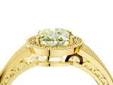 Yellow gold Fancy Yellow Oval Cut Halo Diamond Split Shank Ring with Prong Setting_4