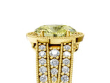 Yellow gold Fancy Yellow Oval Cut Halo Diamond Split Shank Ring with Prong Setting_5