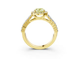 Yellow gold Fancy Yellow Oval Cut Halo Pavé Diamond Engagement Ring with Split Shank and Four-Prong Setting_6