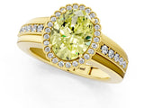 Yellow gold Fancy Yellow Oval  Cut Halo Pave Band Four-Prong Ring_50