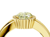 Yellow gold Fancy Yellow Oval  Cut Halo Pave Band Four-Prong Ring_53