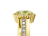Yellow gold Fancy Yellow Oval  Cut Halo Pave Band Four-Prong Ring_54