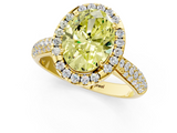 Yellow gold Fancy Yellow Oval  Cut Halo Pave Band Four-Prong Setting Ring_38