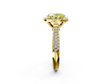 Yellow gold Fancy Yellow Oval  Cut Halo Pave Band Four-Prong Setting Ring_39
