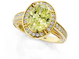 Yellow gold Fancy Yellow Oval  Cut Halo Pave Split Shank Prong Setting Ring_33