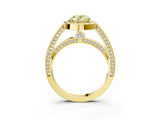 Yellow gold Fancy Yellow Oval  Cut Halo Pave Split Shank Prong Setting Ring_35