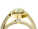 Yellow gold Fancy Yellow Oval  Cut Halo Pave Split Shank Prong Setting Ring_36