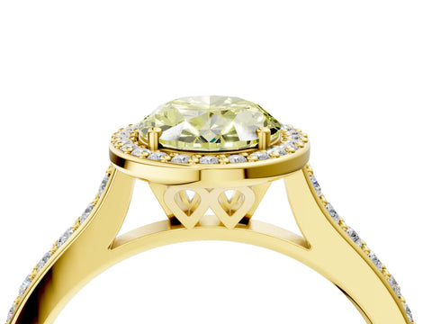 Yellow gold Fancy Yellow Oval Cut Halo Round Diamond Pavé Band with Four-Prong Setting_7