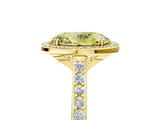 Yellow gold Fancy Yellow Oval Cut Halo Round Diamond Pavé Band with Four-Prong Setting_8