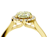Yellow gold Fancy Yellow Oval Cut Halo Round Diamond Solitaire Ring with Pavé Band and Four-Prong Setting_4